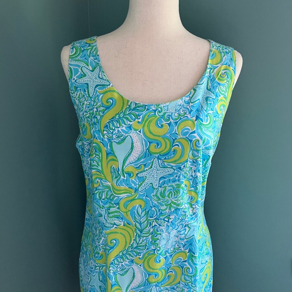Key West Hand Print Fabric Shift Dress Size 14